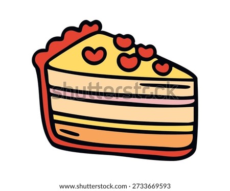 Slice of berry pie, cozy hand drawn doodle style. Vector illustration.