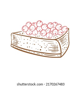 Slice berry pie hand drawn engraving isolated vector. Part cake with berries sketch. Confectionery sweet pastry retro illustration