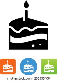 Slice of birthday cake with candle icon