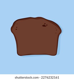 Slice of black baked bread on a blue background