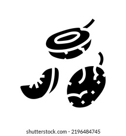 rebanar el vector de icono de glifo de frutos de ciruela azul. signo de trozo de fruta de ciruela azul. ilustración de símbolo aislado