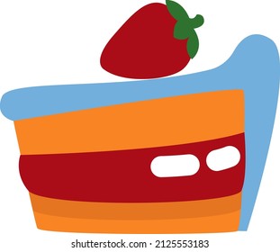 Slice von blauem Erdbeertorte, Illustration, Vektorgrafik auf weißem Hintergrund.