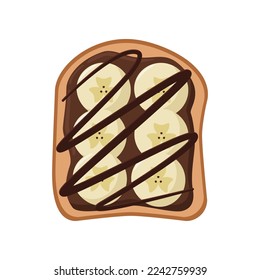 Slice of bread with banana and chocolate paste. Sandwich with different ingredients vector illustration. Food, healthy lifestyle concept