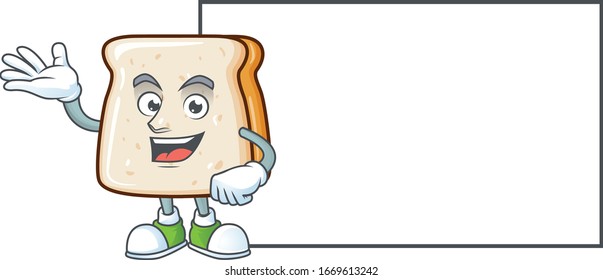 Slice of bread with board cartoon mascot design style