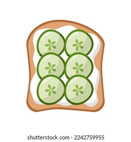 Slice of bread with butter and cucumber. Sandwich with different ingredients vector illustration. Food, healthy lifestyle concept