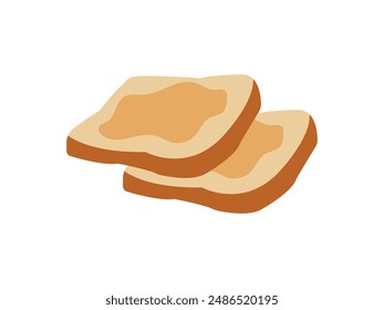 Rebanada de Pan con Arte vectorial de Mantequilla. Deliciosa Ilustración de Tostadas. Mantequilla de Cacahuete Saludable y Pan Integral de Trigo. Elementos de desayuno inglés. Receta rápida y sencilla para días ocupados. Icono de Comida Detallada.