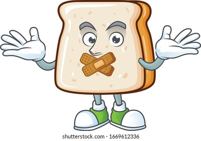 Slice of bread cartoon character design concept showing silent gesture