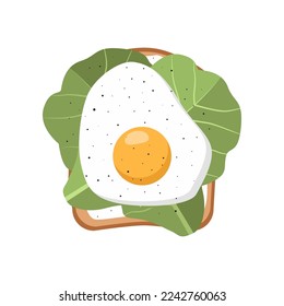 Slice of bread with egg and lettuce. Sandwich with different ingredients vector illustration. Food, healthy lifestyle concept