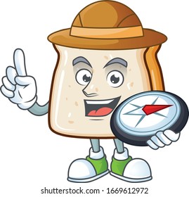 Pieza de pan de un explorador experimentado que trabaja con una brújula