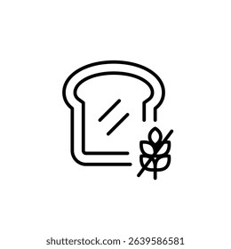 Slice of bread and gluten free symbol. Dietary restrictions, food labelling. Pixel perfect, editable stroke vector icon
