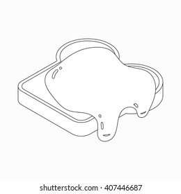 Slice of bread with honey icon, isometric 3d style