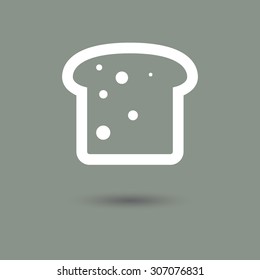 Slice of bread icon in modern style with shadow and gray background. Symbol of a bread.