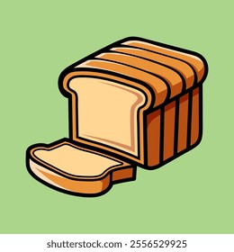 slice of bread isolated colored drawing line art style design illustration