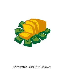 Slice Bread On Money Illustration