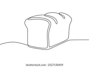 Fatia de pão em um desenho de linha contínua. Design minimalista para temas de padaria e alimentos. Arte linear simplificada desenhada à mão.