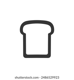 Slice of bread outline icon in minimalist graphic style. Toast pictogram for web, app, logo design idea. Vector illustration isolated on white background. Bakery concept