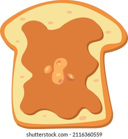 Slice bread with peanut butter isolated on white background. Better for peanut butter lover or anyone who enjoys this. Happy Peanut Butter Day. Vector art.