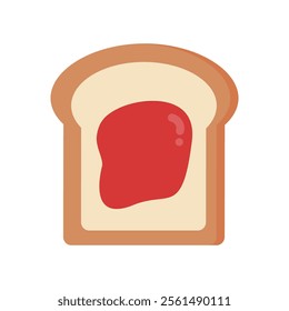 Slice of bread toast with jam. Food, cooking, breakfast concepts. Flat vector design isolated illustration.