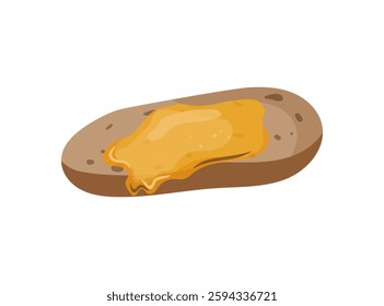 A slice of bread topped with a generous spread of golden honey. The illustration highlights the sweet and healthy treat, ideal for breakfast or snacks.