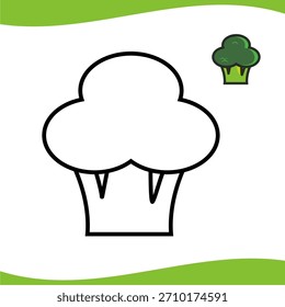 Una rebanada de hoja de color de brócoli para el diseño de Vector de hoja de trabajo de jardín de infantes 
