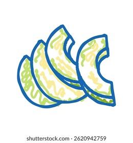 fatia cacho de abacate verde ícone doodle esboço vetor. fatia cacho de abacate sinal verde. ilustração símbolo isolado