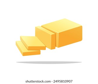 Slice of butter vector isolated on white background.