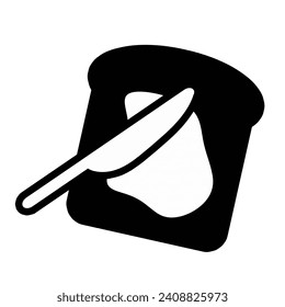 Slice of buttered bread and knife icon. French-toast icon in outline style for mobile and web. Vector illustration.