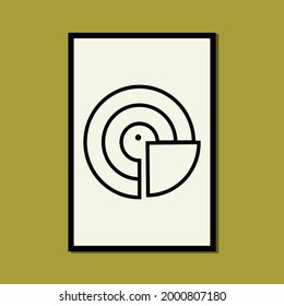 Slice of cake abstract contemporary aesthetic posters, wall art decor, mid century modern minimalist print, organic shapes, Background, Modern art vector Illustration brush painting geometric.