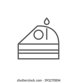 Slice of cake with candle line icon.