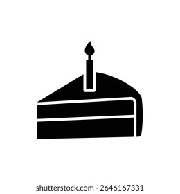 Slice of Cake with Candle for Special Celebration