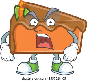 Slice cake in the cartoon character angry.