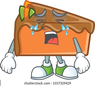 Slice cake in the cartoon character crying.
