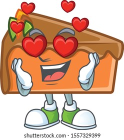 Slice cake in the cartoon character in love.