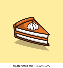 Slice of cake cartoon flat food icon vector