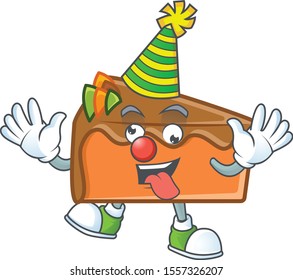 Slice cake character clown on white background