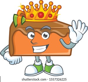 Slice cake character king on white background