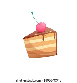 Ropa de pastel con cereza y chocolate. Ilustración vectorial de dibujos animados.