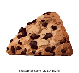 slice cake with chips on white backdrop icon isolated