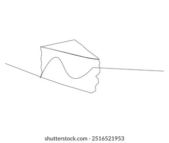Línea continua de rebanadas de pastel. Plato de chuleta de pastel de dibujo continuo de una línea con cereza. Concepto de postre. Vector de dibujo de línea única

