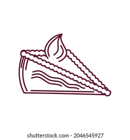 slice cake with cream icon isolated