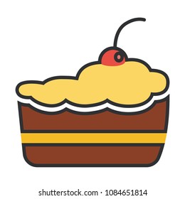 Slice of cake with cream simple icon