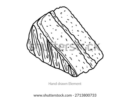 Slice of Cake Delight: A sketch of a delectable slice of cake, showcasing the layers of creamy filling and fluffy bread, the perfect treat.
