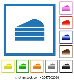 Recorte de iconos de color plano de pastel en marcos cuadrados sobre fondo blanco