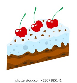 Recorte de pastel en ilustración de estilo plano. Pastel de diseño, aplicaciones de comida y sitios web. EPS vectorial 10
