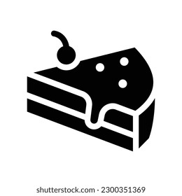 slice cake glyph icon illustration vector graphic