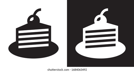Pastel de pastel. Icono de glifo en versión en blanco y negro.