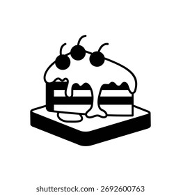 Slice of Cake icon clean and modern vector illustration