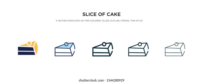 slice of cake icon in different style vector illustration. two colored and black slice of cake vector icons designed in filled, outline, line and stroke style can be used for web, mobile, ui