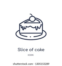 slice of cake icon from party outline collection. Thin line slice of cake icon isolated on white background.