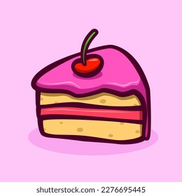 trozo de concepto de ilustración de tarta en estilo de caricatura